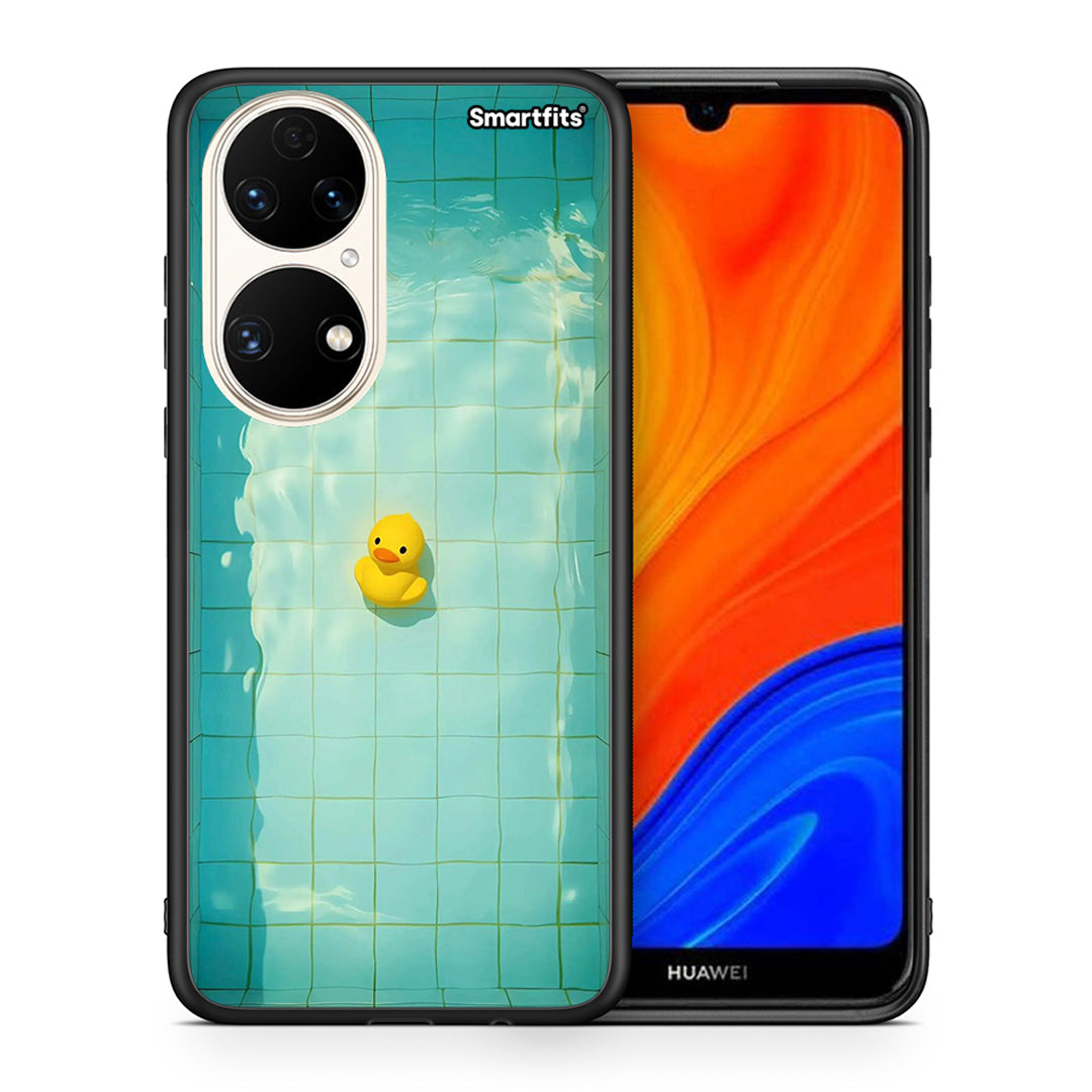 Θήκη Huawei P50 Yellow Duck από τη Smartfits με σχέδιο στο πίσω μέρος και μαύρο περίβλημα | Huawei P50 Yellow Duck case with colorful back and black bezels