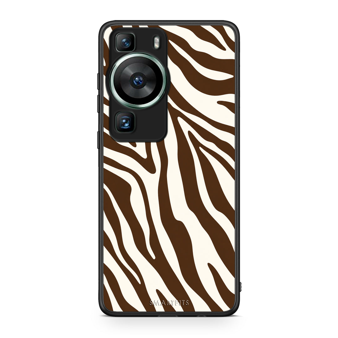 Θήκη Huawei P60 Brown and Cream Zebra Stripes από τη Smartfits με σχέδιο στο πίσω μέρος και μαύρο περίβλημα | Huawei P60 Brown and Cream Zebra Stripes case with colorful back and black bezels