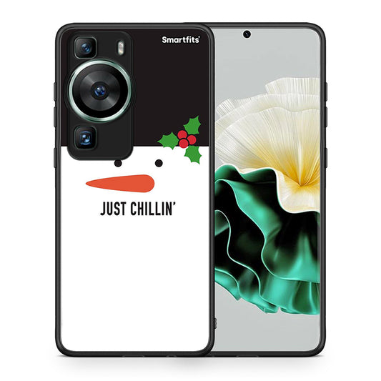 Θήκη Huawei P60 Christmas Chillin από τη Smartfits με σχέδιο στο πίσω μέρος και μαύρο περίβλημα | Huawei P60 Christmas Chillin Case with Colorful Back and Black Bezels