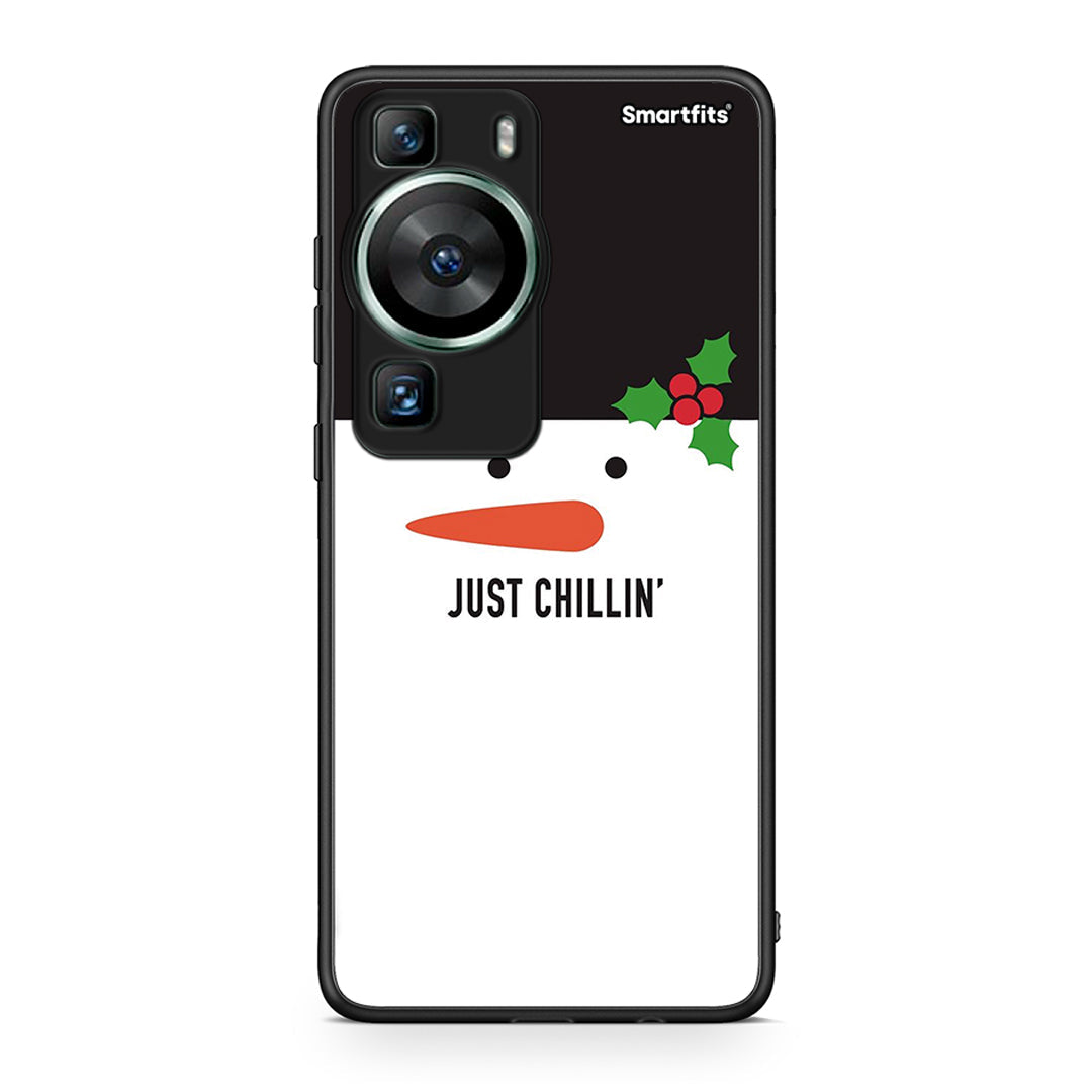 Θήκη Huawei P60 Christmas Chillin από τη Smartfits με σχέδιο στο πίσω μέρος και μαύρο περίβλημα | Huawei P60 Christmas Chillin Case with Colorful Back and Black Bezels