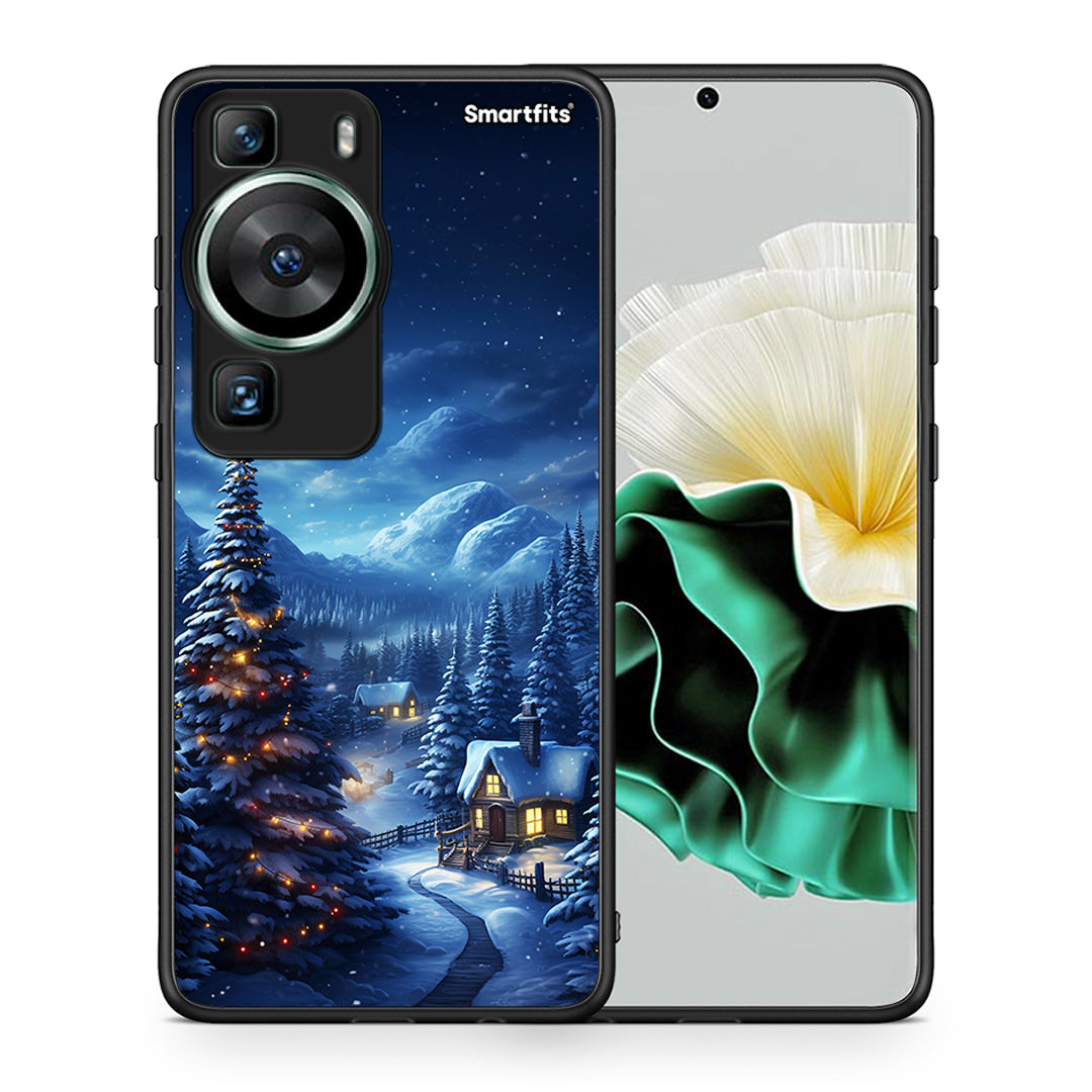 Θήκη Huawei P60 Christmas Scenery από τη Smartfits με σχέδιο στο πίσω μέρος και μαύρο περίβλημα | Huawei P60 Christmas Scenery Case with Colorful Back and Black Bezels