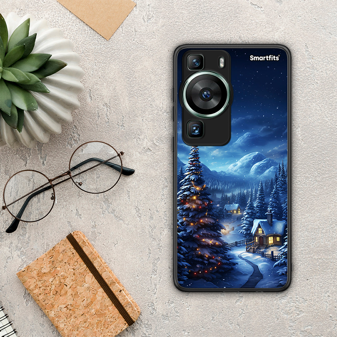 Θήκη Huawei P60 Christmas Scenery από τη Smartfits με σχέδιο στο πίσω μέρος και μαύρο περίβλημα | Huawei P60 Christmas Scenery Case with Colorful Back and Black Bezels