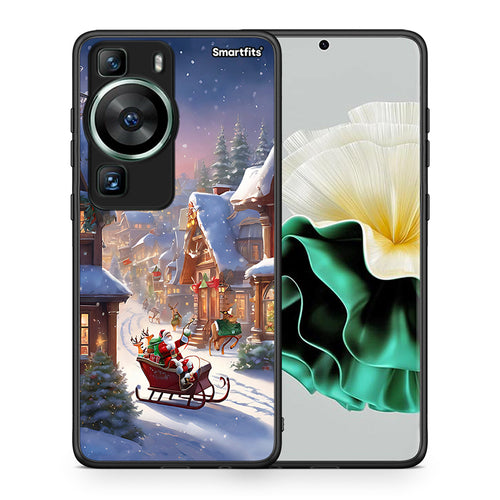Θήκη Huawei P60 Christmas Snow από τη Smartfits με σχέδιο στο πίσω μέρος και μαύρο περίβλημα | Huawei P60 Christmas Snow Case with Colorful Back and Black Bezels