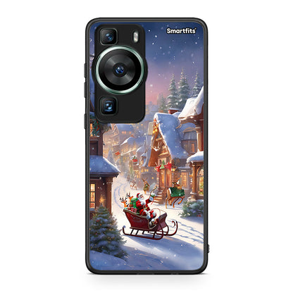Θήκη Huawei P60 Christmas Snow από τη Smartfits με σχέδιο στο πίσω μέρος και μαύρο περίβλημα | Huawei P60 Christmas Snow Case with Colorful Back and Black Bezels