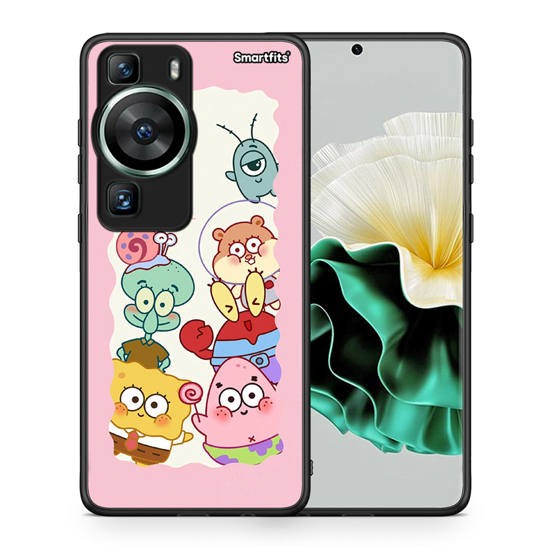 Θήκη Huawei P60 Cute Companion από τη Smartfits με σχέδιο στο πίσω μέρος και μαύρο περίβλημα | Huawei P60 Cute Companion Case with Colorful Back and Black Bezels