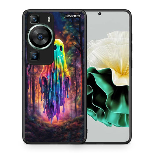 Θήκη Huawei P60 Halloween Ghost από τη Smartfits με σχέδιο στο πίσω μέρος και μαύρο περίβλημα | Huawei P60 Halloween Ghost Case with Colorful Back and Black Bezels