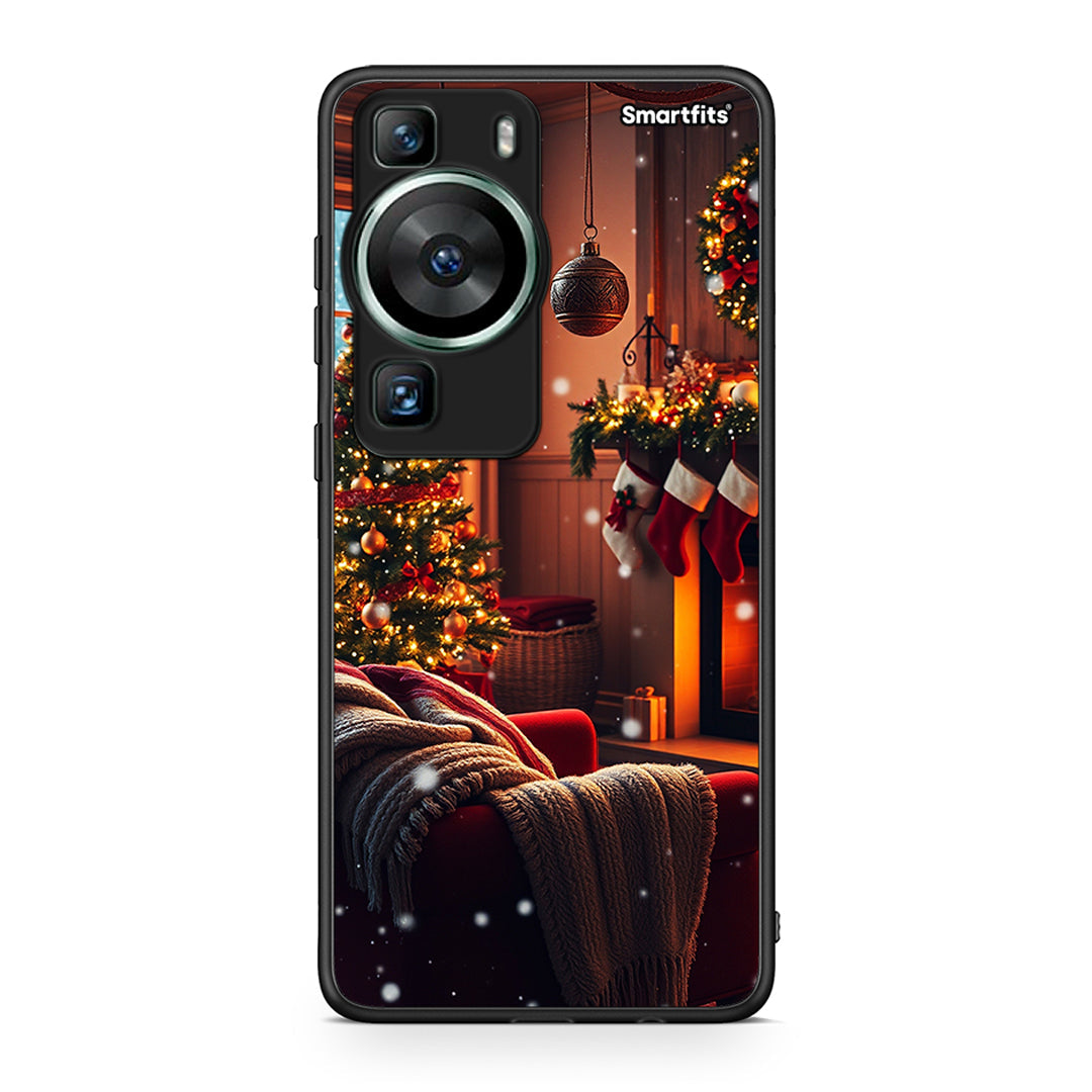 Θήκη Huawei P60 Home For Christmas από τη Smartfits με σχέδιο στο πίσω μέρος και μαύρο περίβλημα | Huawei P60 Home For Christmas Case with Colorful Back and Black Bezels