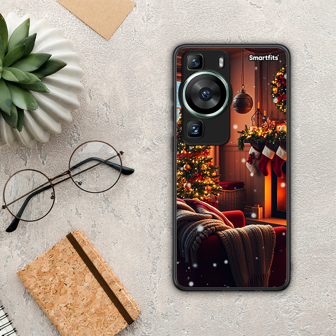 Θήκη Huawei P60 Home For Christmas από τη Smartfits με σχέδιο στο πίσω μέρος και μαύρο περίβλημα | Huawei P60 Home For Christmas Case with Colorful Back and Black Bezels