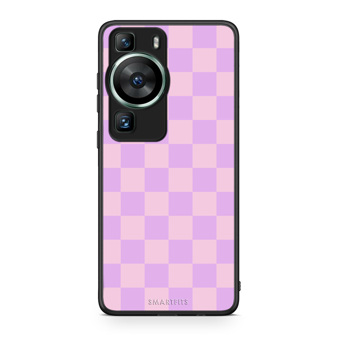 Θήκη Huawei P60 Lavender and Pink Checkerboard από τη Smartfits με σχέδιο στο πίσω μέρος και μαύρο περίβλημα | Huawei P60 Lavender and Pink Checkerboard case with colorful back and black bezels