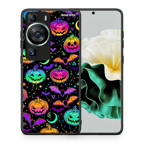 Θήκη Huawei P60 Neon Halloween από τη Smartfits με σχέδιο στο πίσω μέρος και μαύρο περίβλημα | Huawei P60 Neon Halloween Case with Colorful Back and Black Bezels