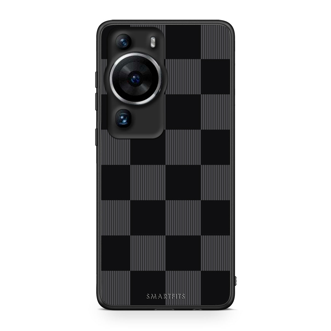 Θήκη Huawei P60 Pro Black and Charcoal Striped Checks από τη Smartfits με σχέδιο στο πίσω μέρος και μαύρο περίβλημα | Huawei P60 Pro Black and Charcoal Striped Checks case with colorful back and black bezels
