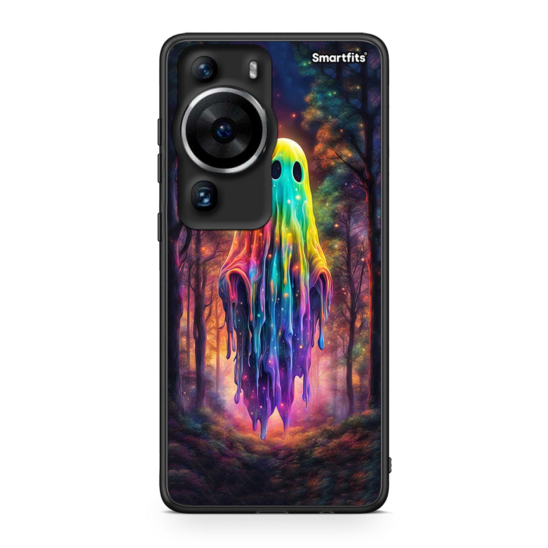 Θήκη Huawei P60 Pro Halloween Ghost από τη Smartfits με σχέδιο στο πίσω μέρος και μαύρο περίβλημα | Huawei P60 Pro Halloween Ghost Case with Colorful Back and Black Bezels