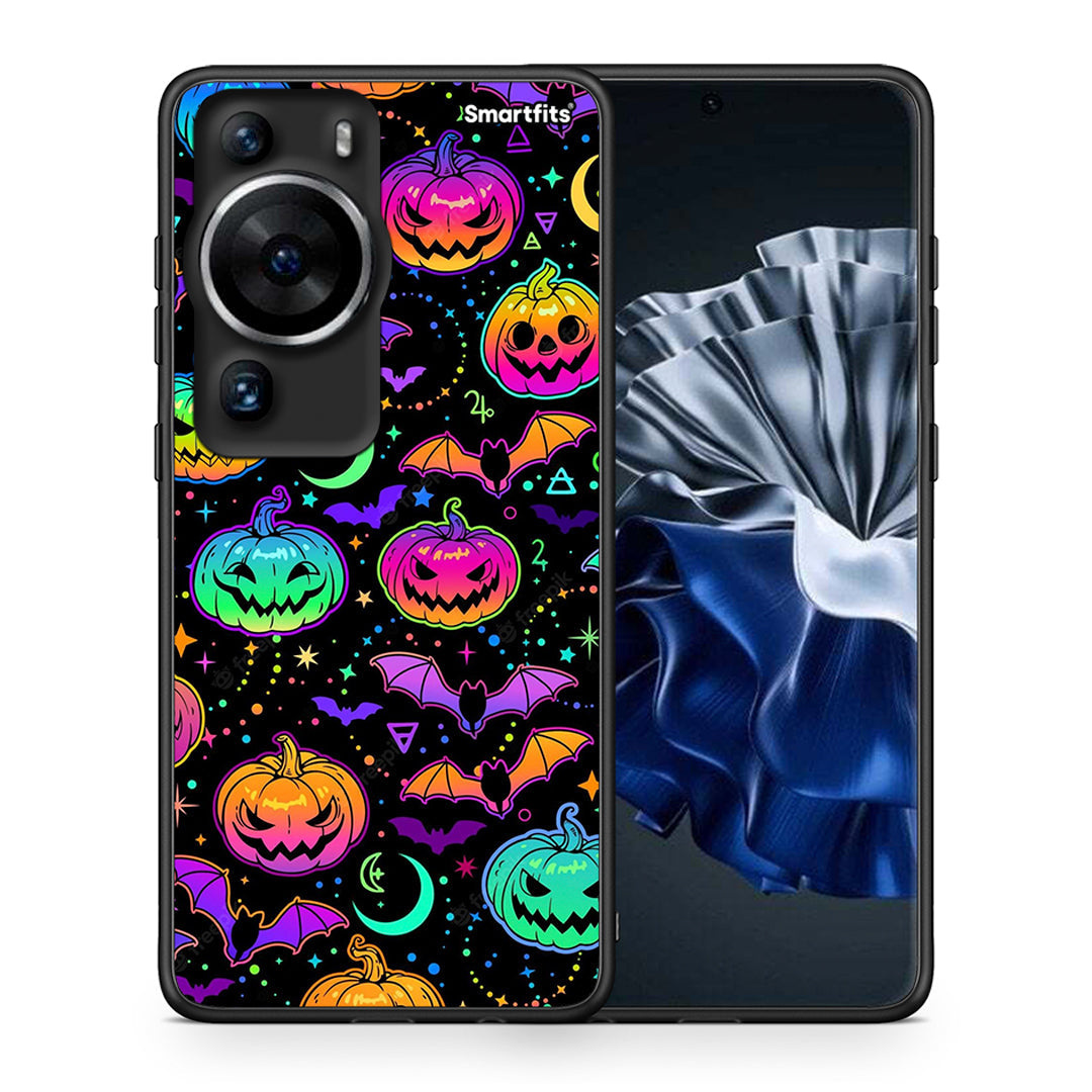 Θήκη Huawei P60 Pro Neon Halloween από τη Smartfits με σχέδιο στο πίσω μέρος και μαύρο περίβλημα | Huawei P60 Pro Neon Halloween Case with Colorful Back and Black Bezels