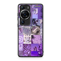 Thumbnail for Θήκη Huawei P60 Pro Purple Aesthetic Collage από τη Smartfits με σχέδιο στο πίσω μέρος και μαύρο περίβλημα | Huawei P60 Pro Purple Aesthetic Collage Case with Colorful Back and Black Bezels