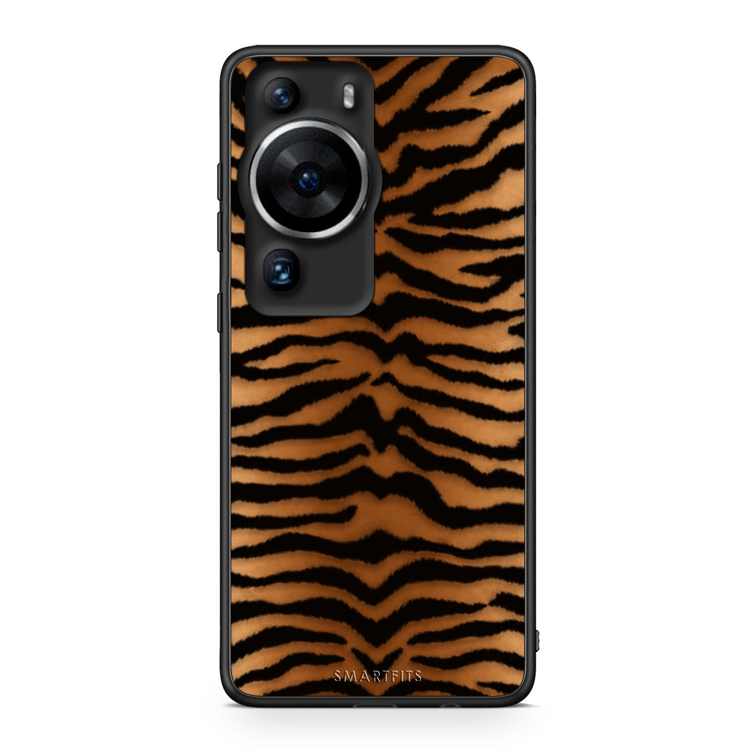Θήκη Huawei P60 Pro Tiger Print Orange and Black από τη Smartfits με σχέδιο στο πίσω μέρος και μαύρο περίβλημα | Huawei P60 Pro Tiger Print Orange and Black case with colorful back and black bezels