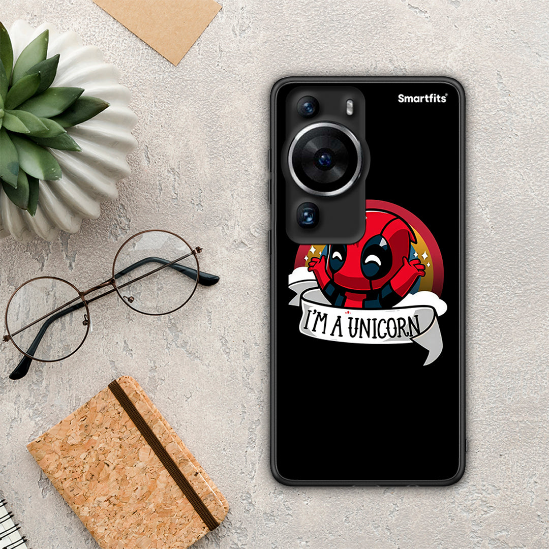 Θήκη Huawei P60 Pro Unicorn Deadpool από τη Smartfits με σχέδιο στο πίσω μέρος και μαύρο περίβλημα | Huawei P60 Pro Unicorn Deadpool Case with Colorful Back and Black Bezels