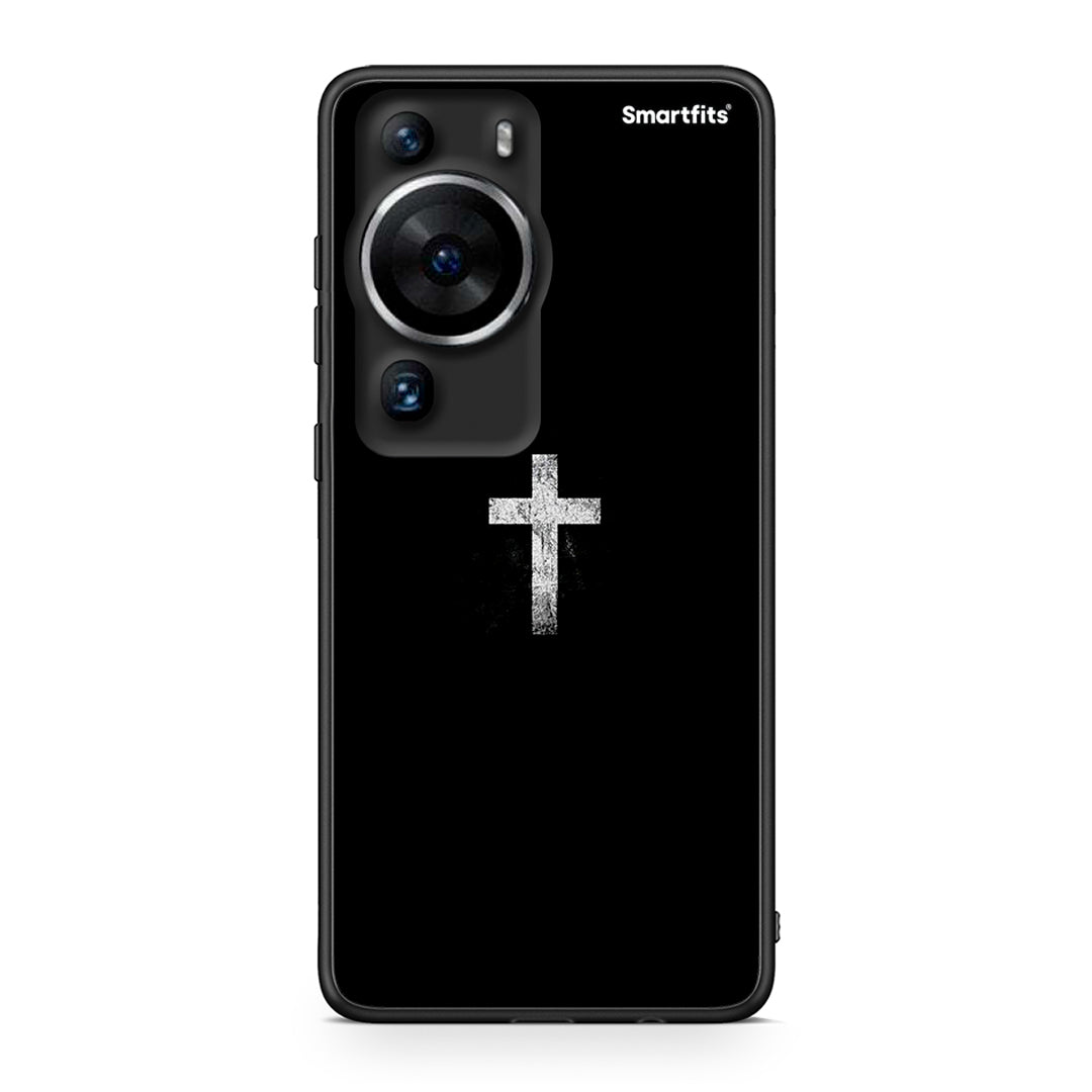 Θήκη Huawei P60 Pro White Cross από τη Smartfits με σχέδιο στο πίσω μέρος και μαύρο περίβλημα | Huawei P60 Pro White Cross Case with Colorful Back and Black Bezels