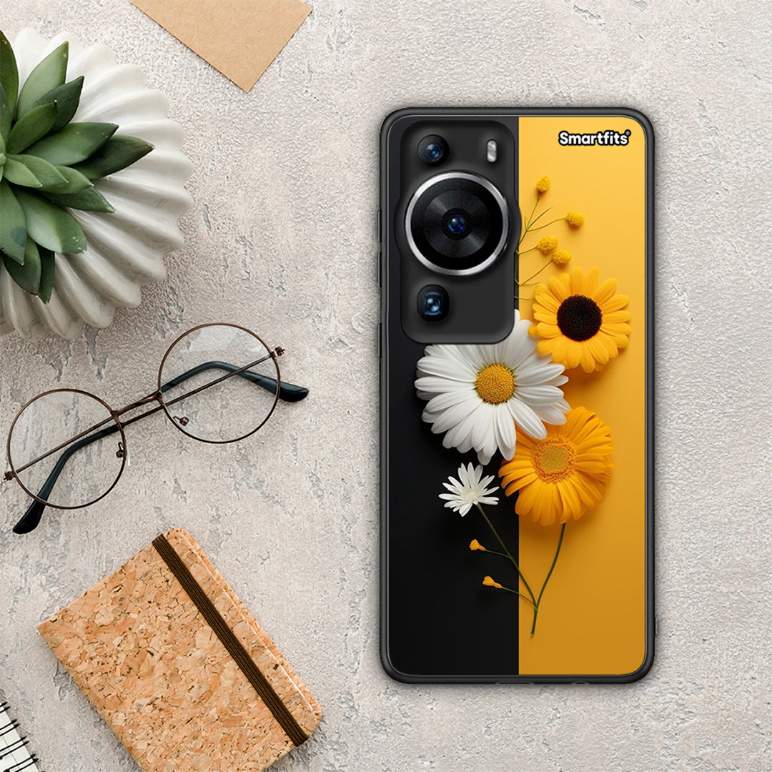 Θήκη Huawei P60 Pro Yellow Daisies από τη Smartfits με σχέδιο στο πίσω μέρος και μαύρο περίβλημα | Huawei P60 Pro Yellow Daisies Case with Colorful Back and Black Bezels
