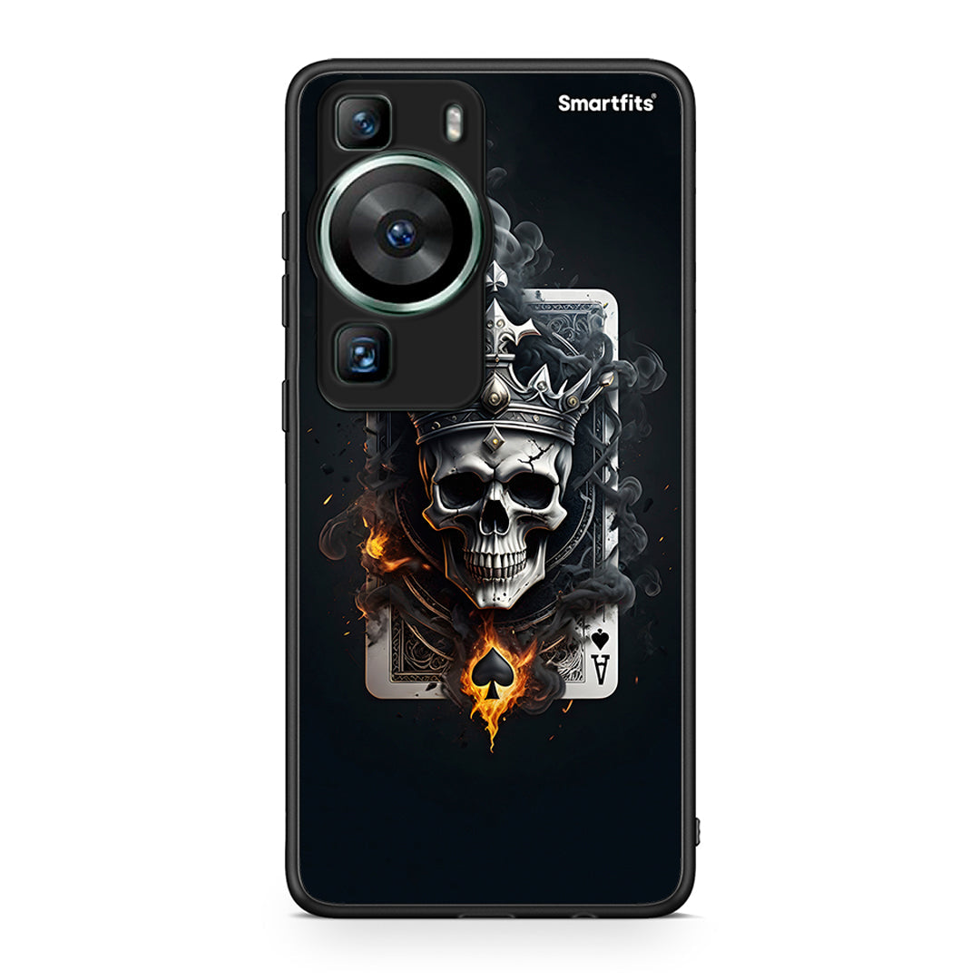 Θήκη Huawei P60 Skull King Ace από τη Smartfits με σχέδιο στο πίσω μέρος και μαύρο περίβλημα | Huawei P60 Skull King Ace Case with Colorful Back and Black Bezels