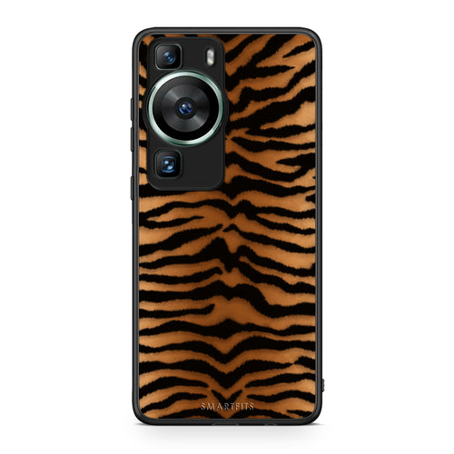 Θήκη Huawei P60 Tiger Print Orange and Black από τη Smartfits με σχέδιο στο πίσω μέρος και μαύρο περίβλημα | Huawei P60 Tiger Print Orange and Black case with colorful back and black bezels