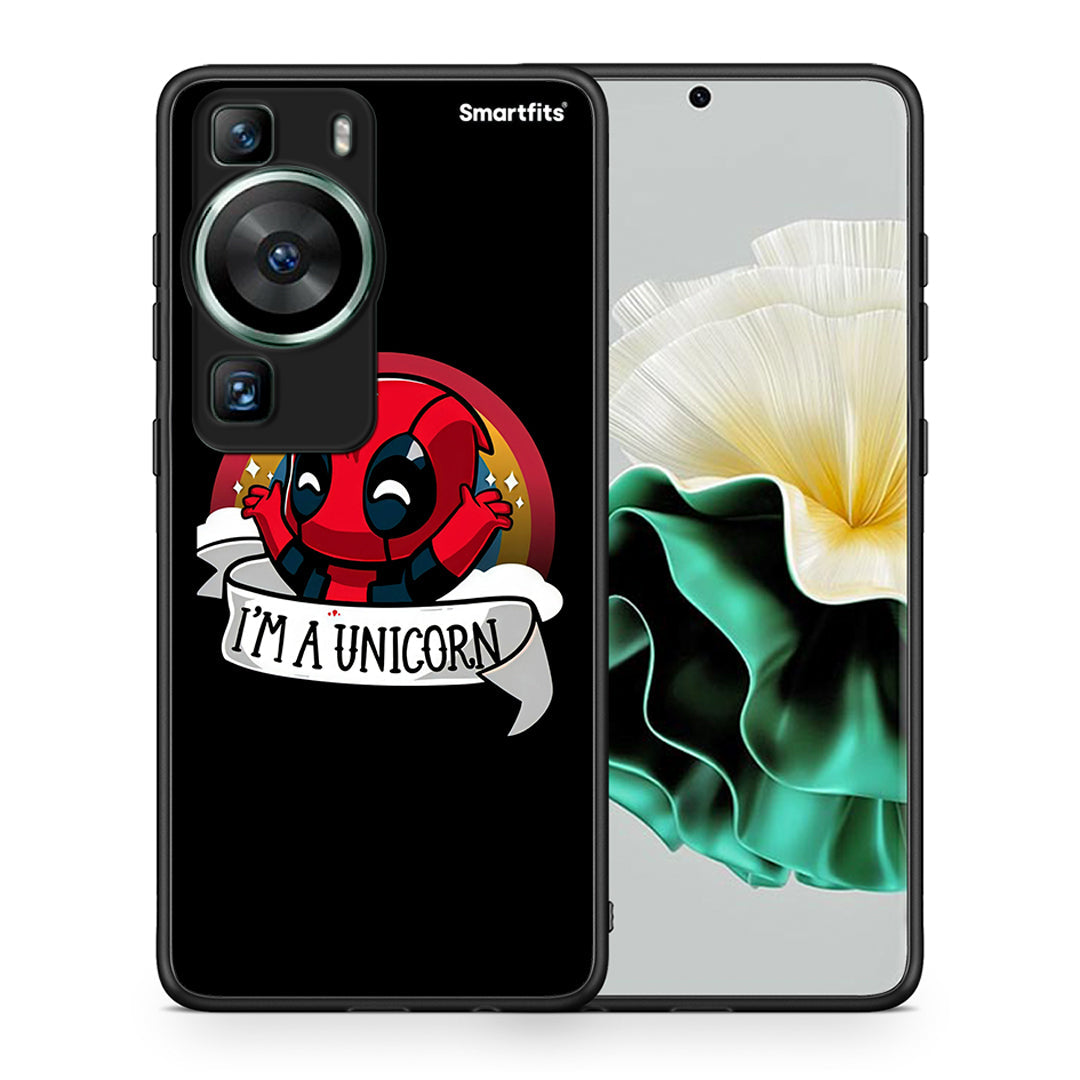 Θήκη Huawei P60 Unicorn Deadpool από τη Smartfits με σχέδιο στο πίσω μέρος και μαύρο περίβλημα | Huawei P60 Unicorn Deadpool Case with Colorful Back and Black Bezels