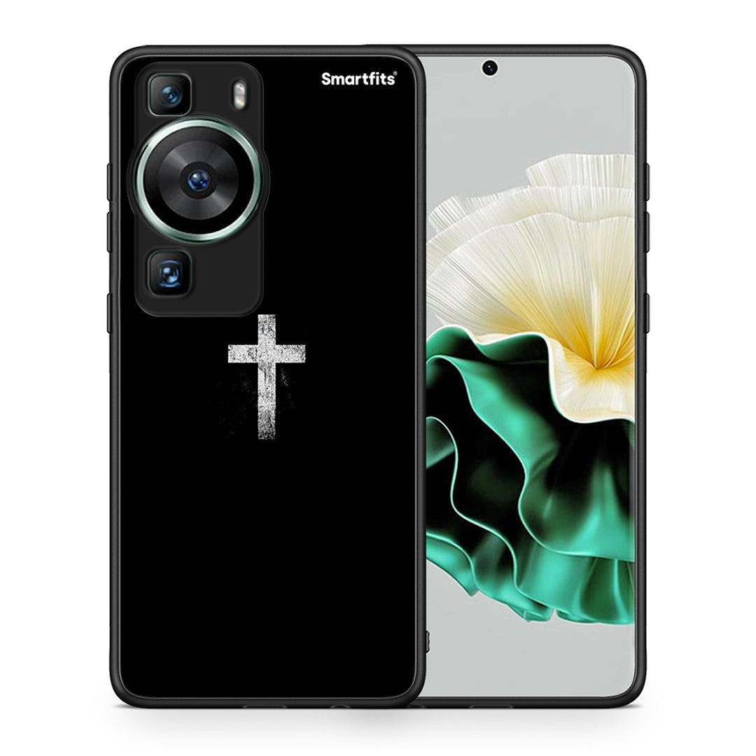 Θήκη Huawei P60 White Cross από τη Smartfits με σχέδιο στο πίσω μέρος και μαύρο περίβλημα | Huawei P60 White Cross Case with Colorful Back and Black Bezels