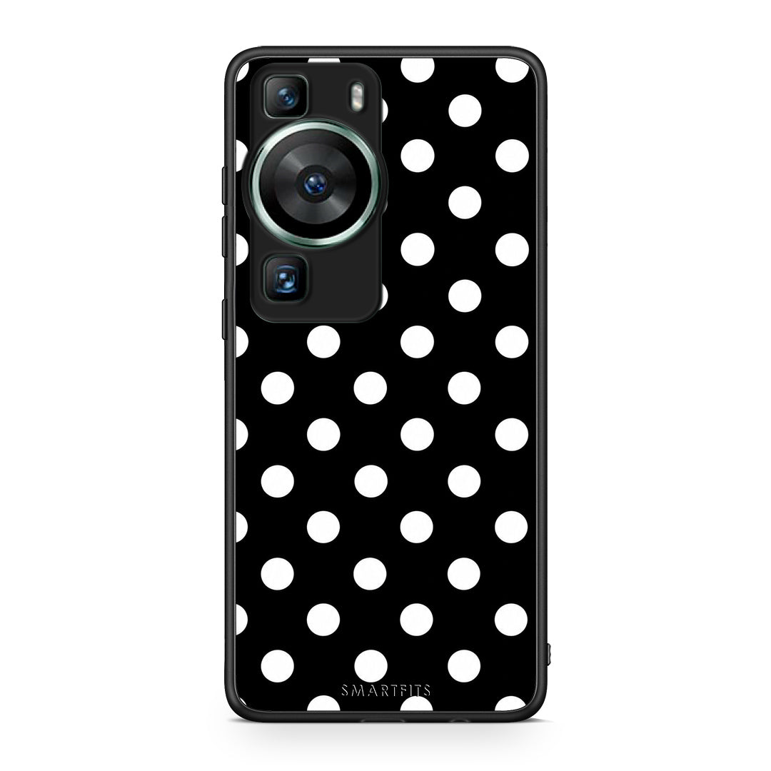 Θήκη Huawei P60 White Polka Dots on Black από τη Smartfits με σχέδιο στο πίσω μέρος και μαύρο περίβλημα | Huawei P60 White Polka Dots on Black case with colorful back and black bezels