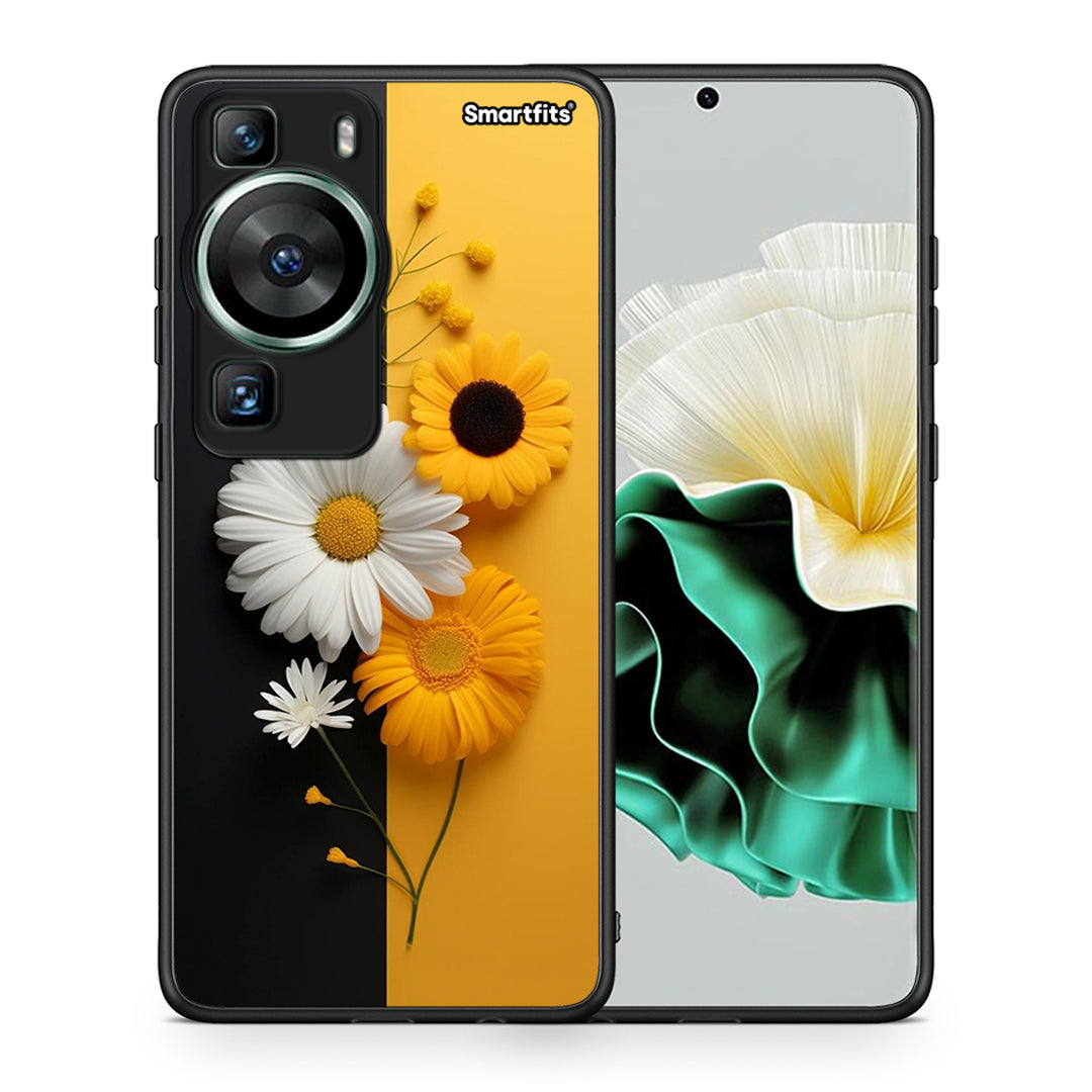 Θήκη Huawei P60 Yellow Daisies από τη Smartfits με σχέδιο στο πίσω μέρος και μαύρο περίβλημα | Huawei P60 Yellow Daisies Case with Colorful Back and Black Bezels