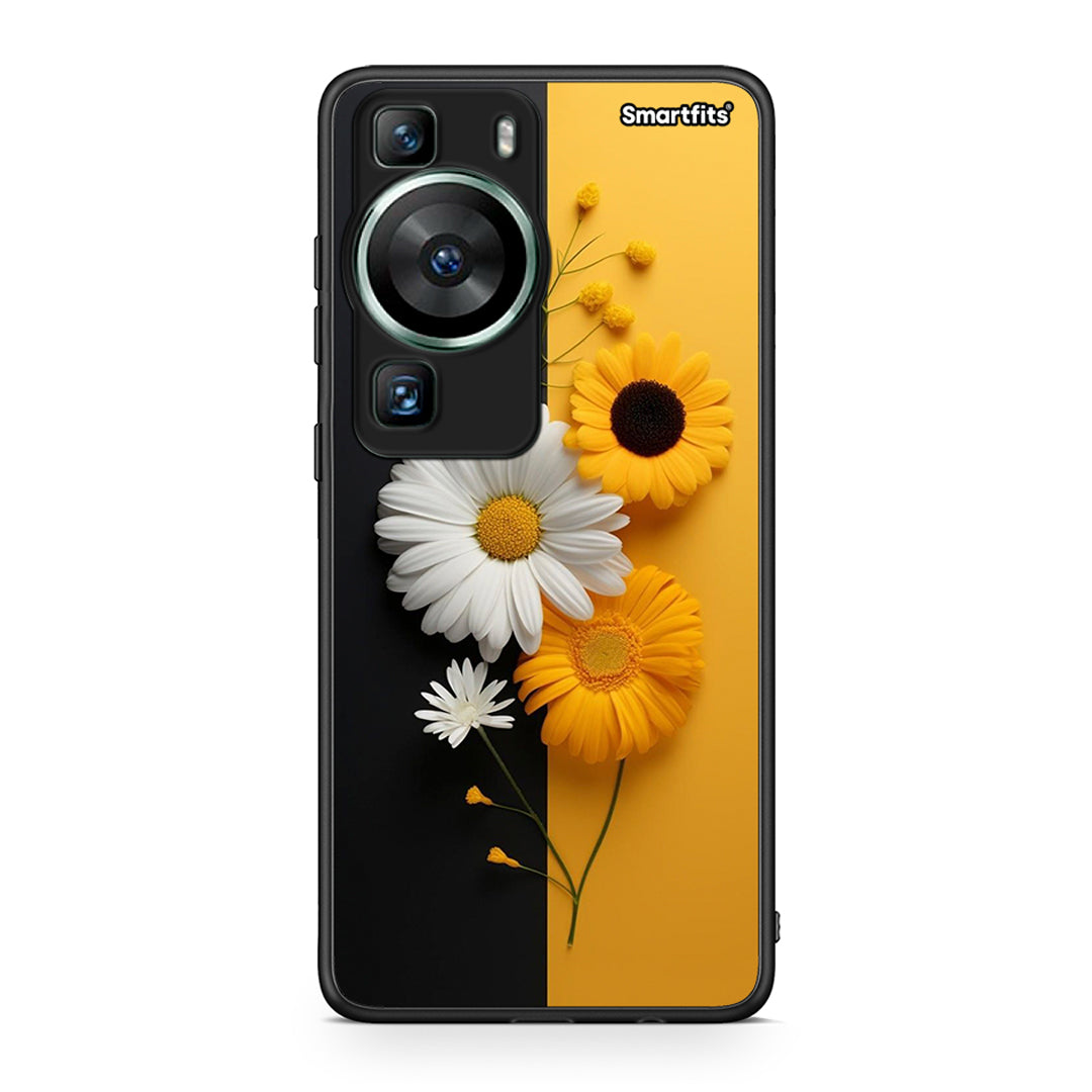 Θήκη Huawei P60 Yellow Daisies από τη Smartfits με σχέδιο στο πίσω μέρος και μαύρο περίβλημα | Huawei P60 Yellow Daisies Case with Colorful Back and Black Bezels