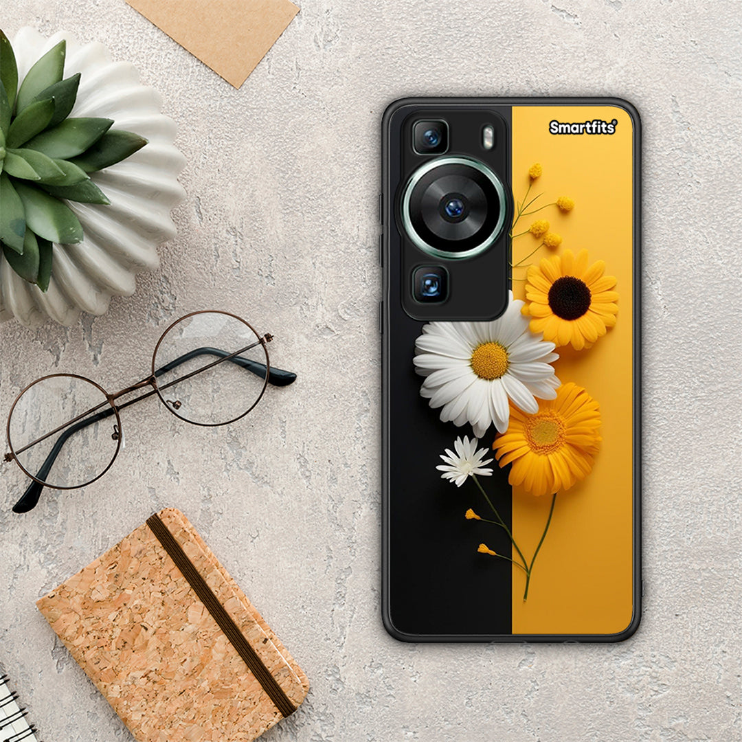 Θήκη Huawei P60 Yellow Daisies από τη Smartfits με σχέδιο στο πίσω μέρος και μαύρο περίβλημα | Huawei P60 Yellow Daisies Case with Colorful Back and Black Bezels