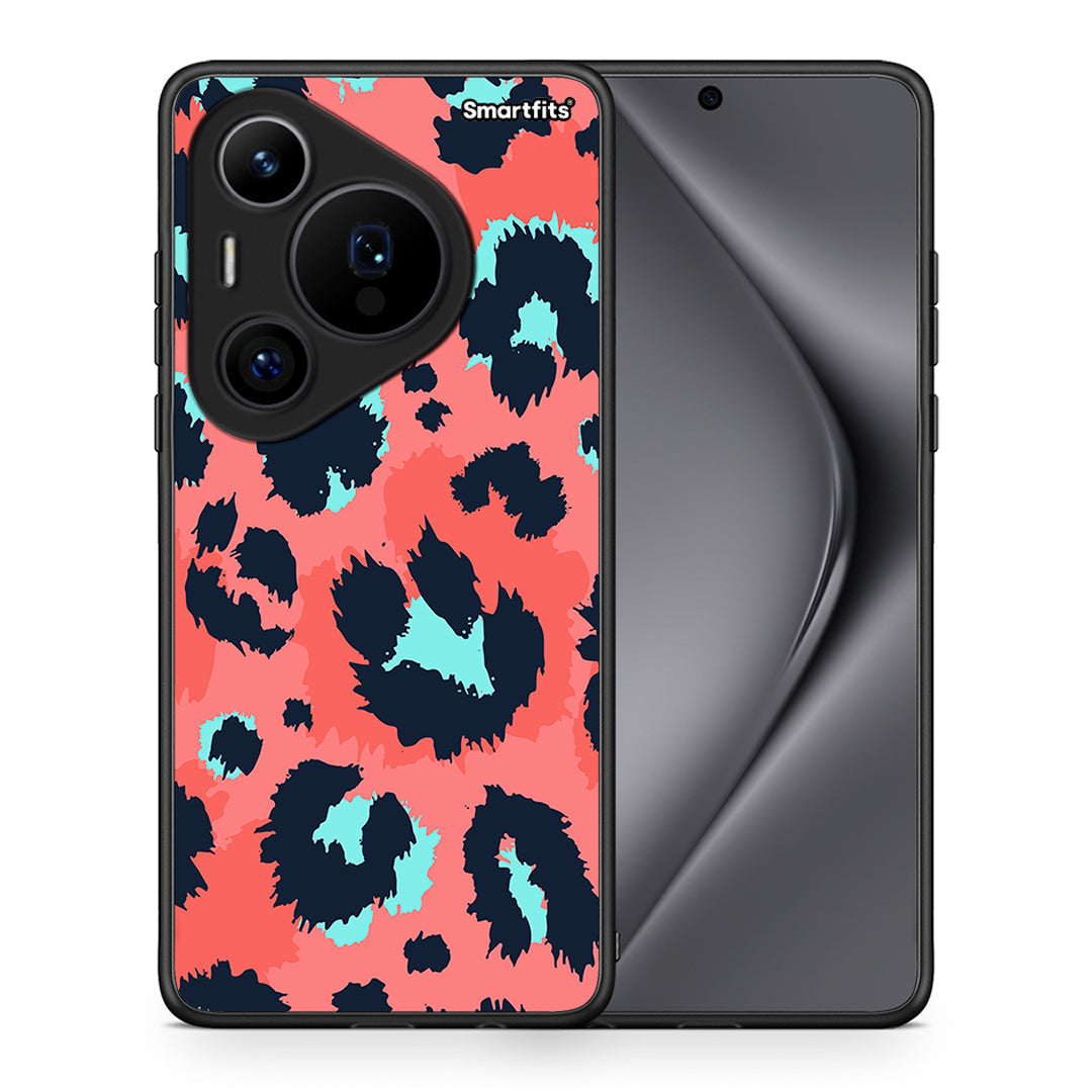Θήκη Huawei Pura 70 Pro / 70 Pro+ Pink Leopard Animal από τη Smartfits με σχέδιο στο πίσω μέρος και μαύρο περίβλημα | Huawei Pura 70 Pro / 70 Pro+ Pink Leopard Animal case with colorful back and black bezels