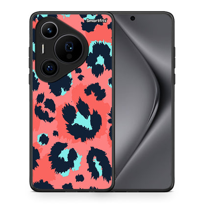 Θήκη Huawei Pura 70 Pro / 70 Pro+ Pink Leopard Animal από τη Smartfits με σχέδιο στο πίσω μέρος και μαύρο περίβλημα | Huawei Pura 70 Pro / 70 Pro+ Pink Leopard Animal case with colorful back and black bezels