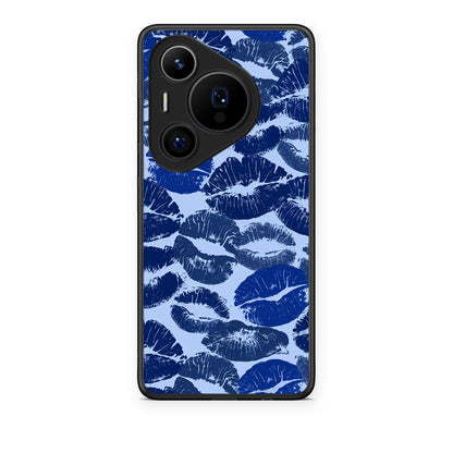 Θήκη Huawei Pura 70 Pro / 70 Pro+ Blue Lipstick Kisses από τη Smartfits με σχέδιο στο πίσω μέρος και μαύρο περίβλημα | Huawei Pura 70 Pro / 70 Pro+ Blue Lipstick Kisses case with colorful back and black bezels