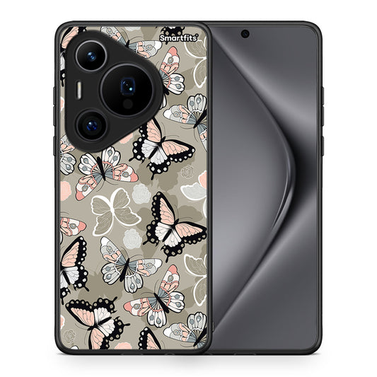 Θήκη Huawei Pura 70 Pro / 70 Pro+ Butterflies Boho από τη Smartfits με σχέδιο στο πίσω μέρος και μαύρο περίβλημα | Huawei Pura 70 Pro / 70 Pro+ Butterflies Boho case with colorful back and black bezels
