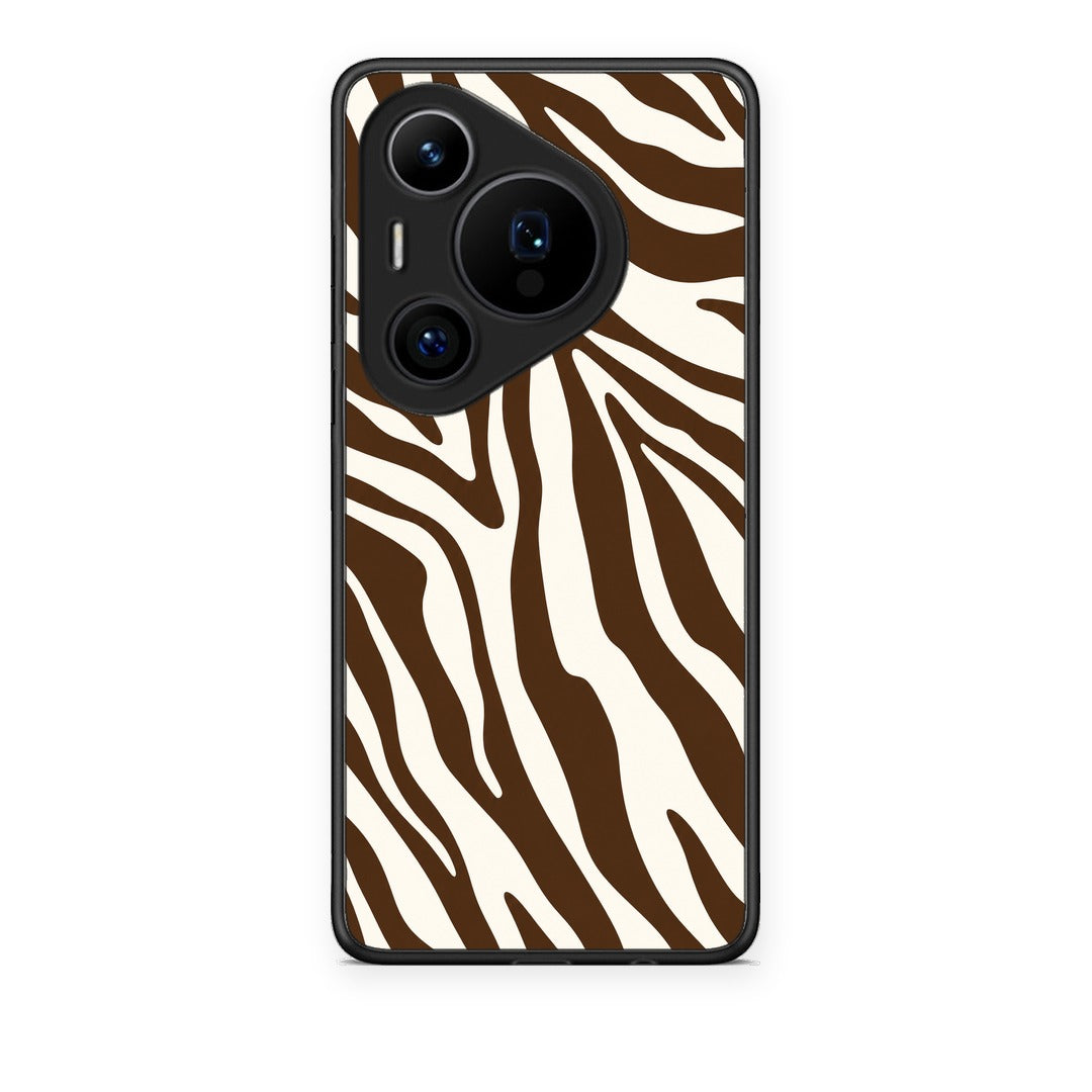 Θήκη Huawei Pura 70 Pro / 70 Pro+ Brown and Cream Zebra Stripes από τη Smartfits με σχέδιο στο πίσω μέρος και μαύρο περίβλημα | Huawei Pura 70 Pro / 70 Pro+ Brown and Cream Zebra Stripes case with colorful back and black bezels