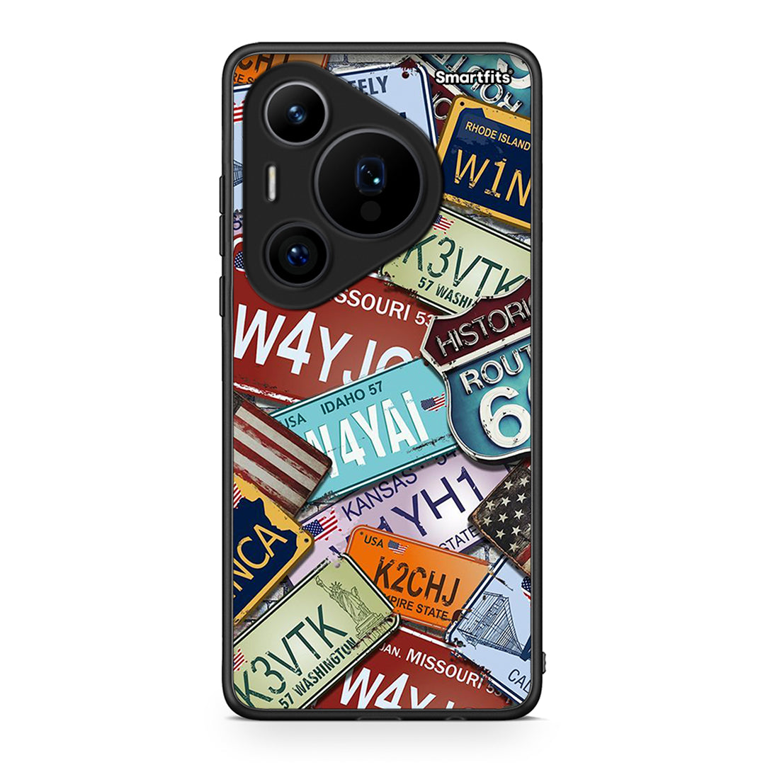 Huawei Pura 70 Pro / 70 Pro+ Car Plates θήκη από τη Smartfits με σχέδιο στο πίσω μέρος και μαύρο περίβλημα | Smartphone case with colorful back and black bezels by Smartfits