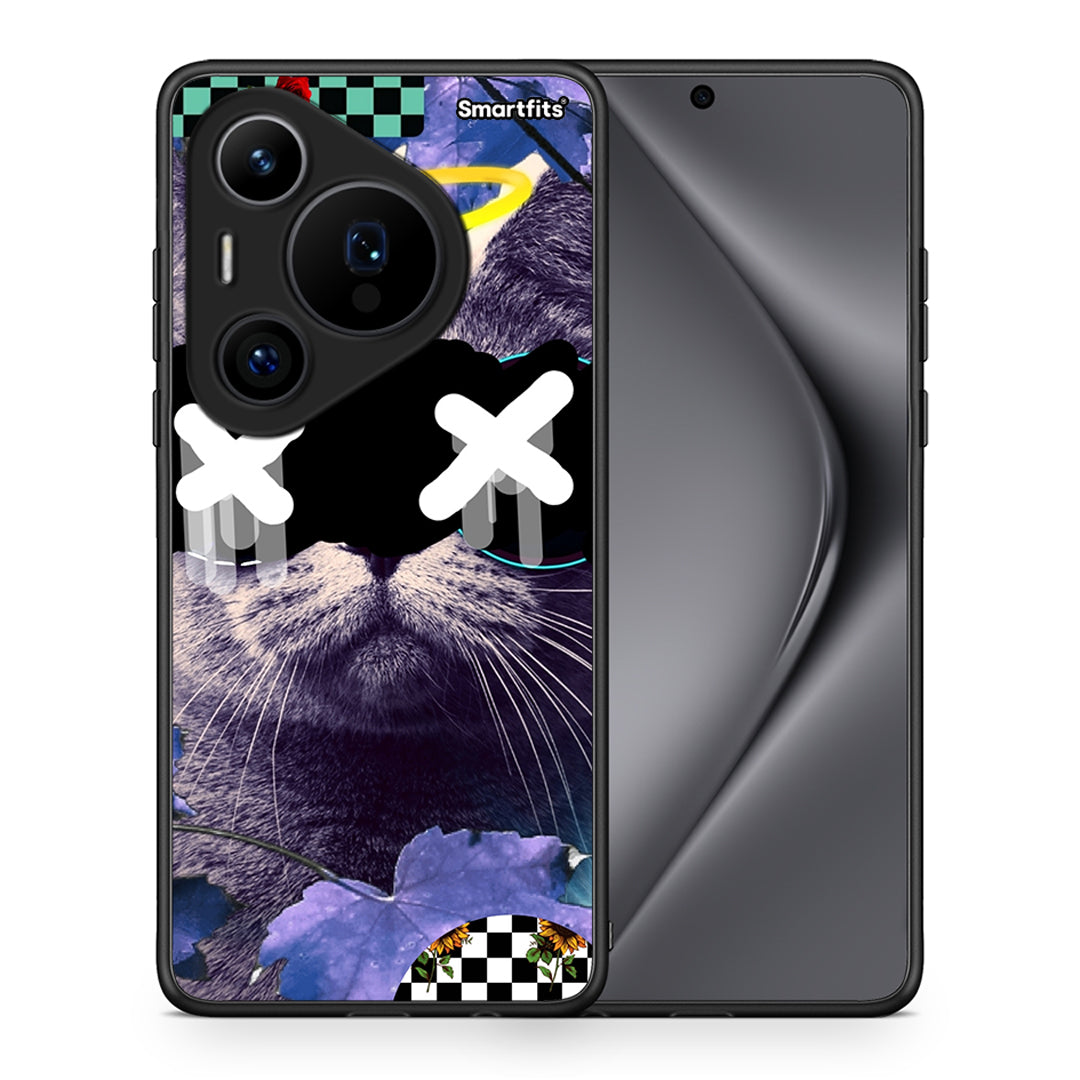 Θήκη Huawei Pura 70 Pro / 70 Pro+ Cat Collage από τη Smartfits με σχέδιο στο πίσω μέρος και μαύρο περίβλημα | Huawei Pura 70 Pro / 70 Pro+ Cat Collage case with colorful back and black bezels
