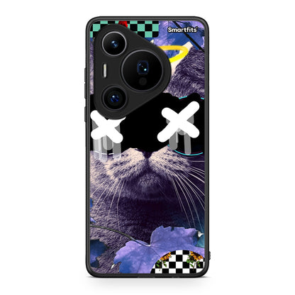Huawei Pura 70 Pro / 70 Pro+ Cat Collage θήκη από τη Smartfits με σχέδιο στο πίσω μέρος και μαύρο περίβλημα | Smartphone case with colorful back and black bezels by Smartfits