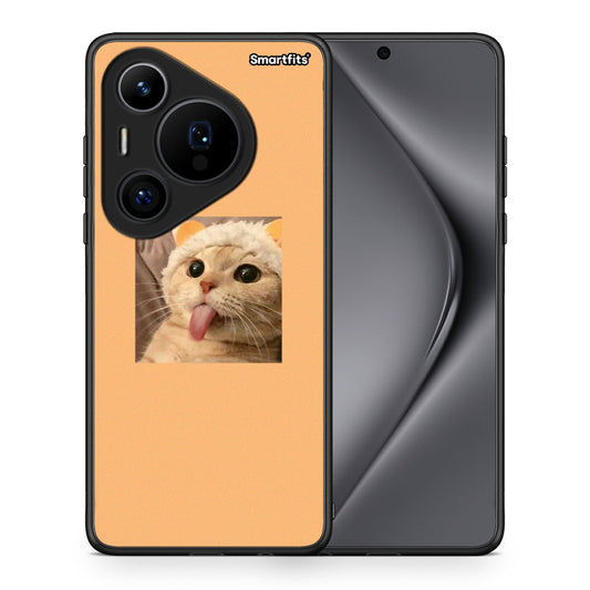 Θήκη Huawei Pura 70 Pro / 70 Pro+ Cat Tongue από τη Smartfits με σχέδιο στο πίσω μέρος και μαύρο περίβλημα | Huawei Pura 70 Pro / 70 Pro+ Cat Tongue case with colorful back and black bezels