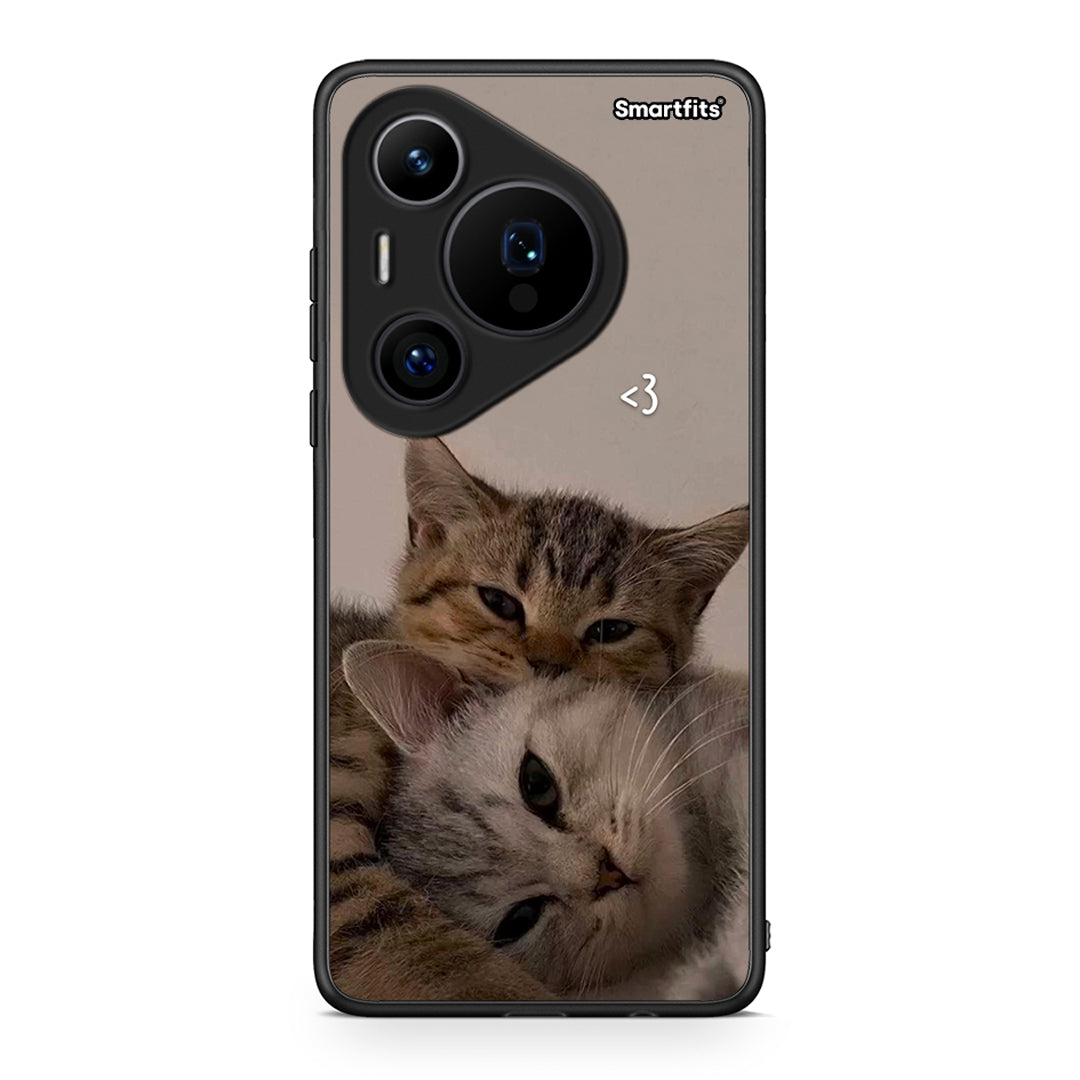 Huawei Pura 70 Pro / 70 Pro+ Cats In Love Θήκη από τη Smartfits με σχέδιο στο πίσω μέρος και μαύρο περίβλημα | Smartphone case with colorful back and black bezels by Smartfits