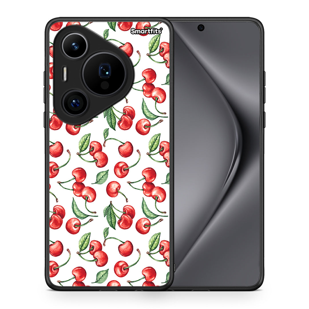 Θήκη Huawei Pura 70 Pro / 70 Pro+ Cherry Summer από τη Smartfits με σχέδιο στο πίσω μέρος και μαύρο περίβλημα | Huawei Pura 70 Pro / 70 Pro+ Cherry Summer case with colorful back and black bezels