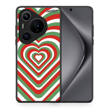 Θήκη Huawei Pura 70 Pro / 70 Pro+ Christmas Hearts από τη Smartfits με σχέδιο στο πίσω μέρος και μαύρο περίβλημα | Huawei Pura 70 Pro / 70 Pro+ Christmas Hearts case with colorful back and black bezels