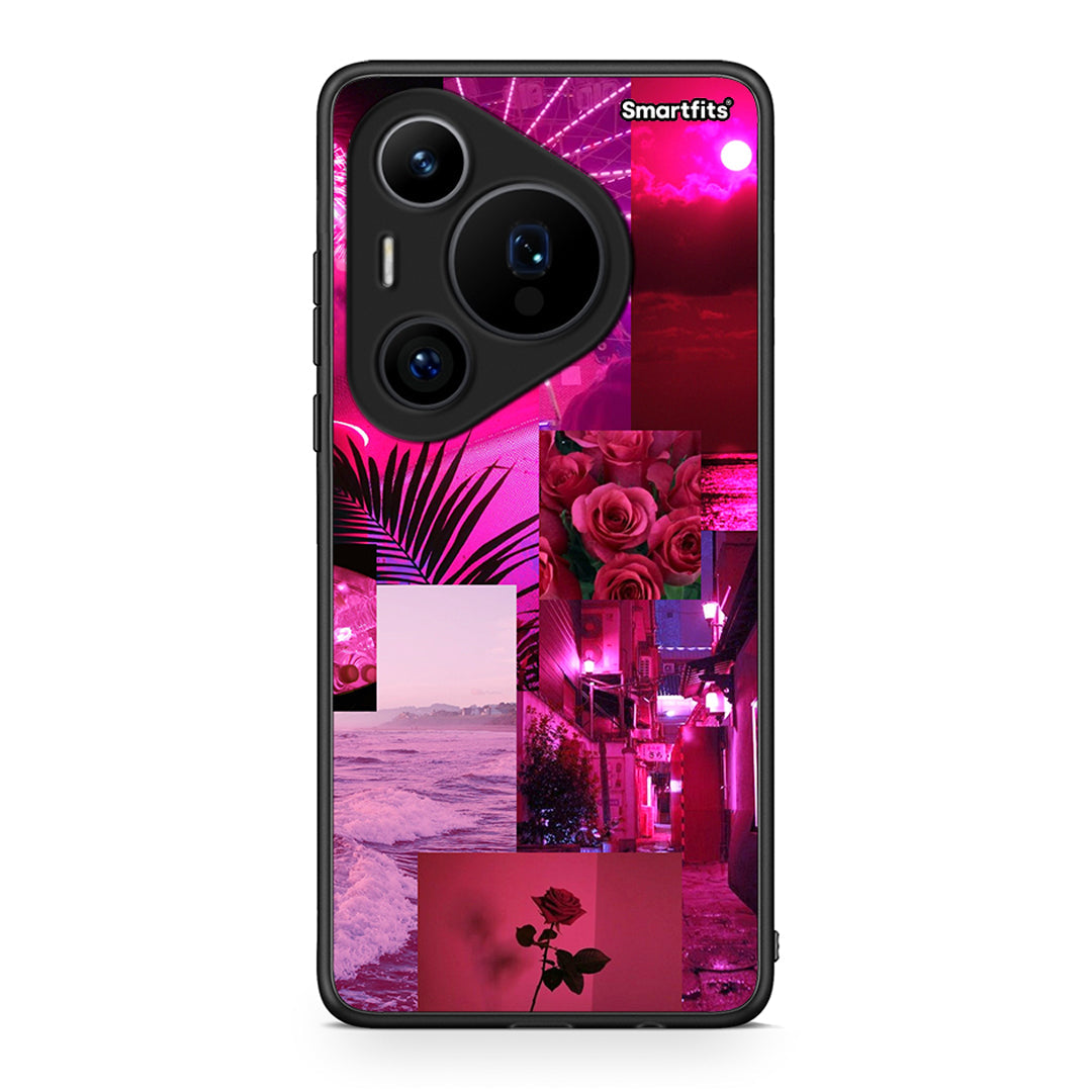 Huawei Pura 70 Pro / 70 Pro+ Collage Red Roses Θήκη Αγίου Βαλεντίνου από τη Smartfits με σχέδιο στο πίσω μέρος και μαύρο περίβλημα | Smartphone case with colorful back and black bezels by Smartfits