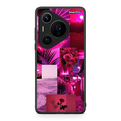 Huawei Pura 70 Pro / 70 Pro+ Collage Red Roses Θήκη Αγίου Βαλεντίνου από τη Smartfits με σχέδιο στο πίσω μέρος και μαύρο περίβλημα | Smartphone case with colorful back and black bezels by Smartfits