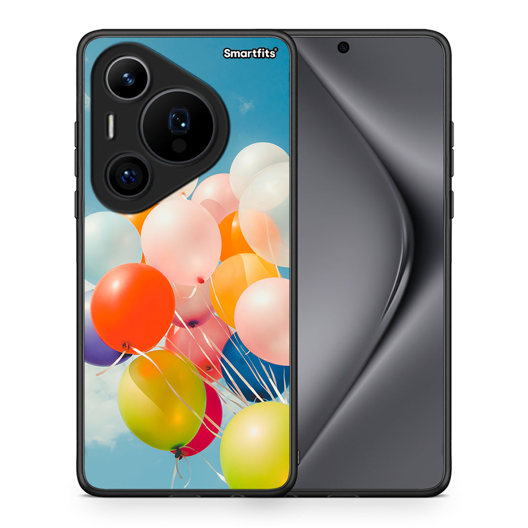 Θήκη Huawei Pura 70 Pro / 70 Pro+ Colorful Balloons από τη Smartfits με σχέδιο στο πίσω μέρος και μαύρο περίβλημα | Huawei Pura 70 Pro / 70 Pro+ Colorful Balloons case with colorful back and black bezels