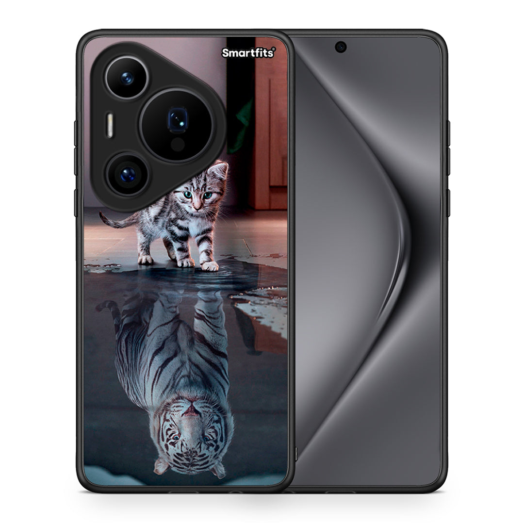 Θήκη Huawei Pura 70 Pro / 70 Pro+ Tiger Cute από τη Smartfits με σχέδιο στο πίσω μέρος και μαύρο περίβλημα | Huawei Pura 70 Pro / 70 Pro+ Tiger Cute case with colorful back and black bezels