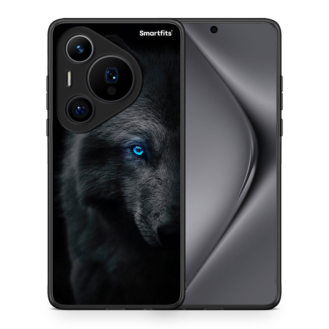 Θήκη Huawei Pura 70 Pro / 70 Pro+ Dark Wolf από τη Smartfits με σχέδιο στο πίσω μέρος και μαύρο περίβλημα | Huawei Pura 70 Pro / 70 Pro+ Dark Wolf case with colorful back and black bezels
