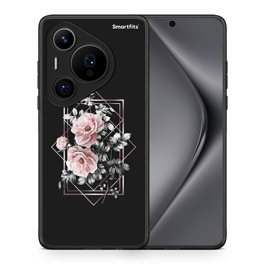 Θήκη Huawei Pura 70 Pro / 70 Pro+ Frame Flower από τη Smartfits με σχέδιο στο πίσω μέρος και μαύρο περίβλημα | Huawei Pura 70 Pro / 70 Pro+ Frame Flower case with colorful back and black bezels