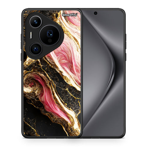Θήκη Huawei Pura 70 Pro / 70 Pro+ Glamorous Pink Marble από τη Smartfits με σχέδιο στο πίσω μέρος και μαύρο περίβλημα | Huawei Pura 70 Pro / 70 Pro+ Glamorous Pink Marble case with colorful back and black bezels