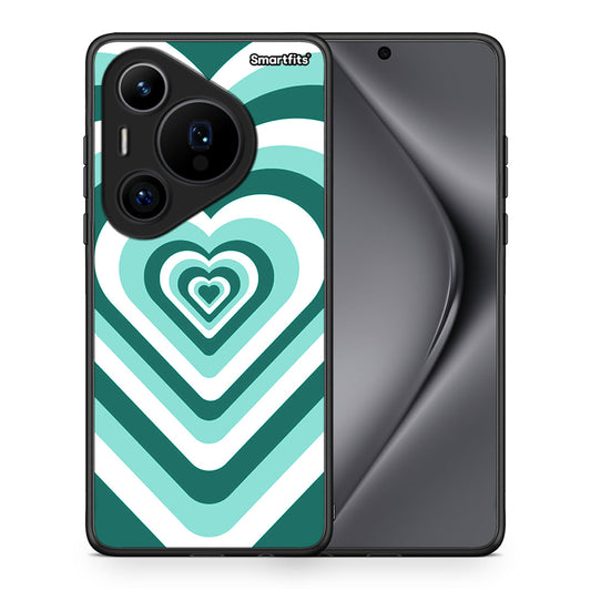 Θήκη Huawei Pura 70 Pro / 70 Pro+ Green Hearts από τη Smartfits με σχέδιο στο πίσω μέρος και μαύρο περίβλημα | Huawei Pura 70 Pro / 70 Pro+ Green Hearts case with colorful back and black bezels